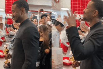Michael B. Jordan comemora Oscar em rede de fast food