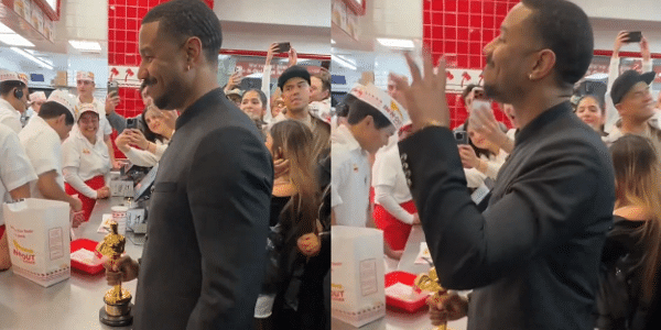 Michael B. Jordan comemora Oscar em rede de fast food
