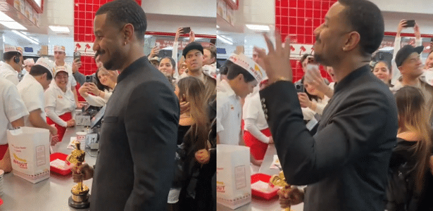 Michael B. Jordan comemora Oscar em rede de fast food