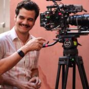 Kleber Mendonça Filho e Wagner Moura nas gravações de