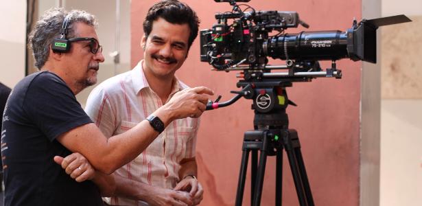 Kleber Mendonça Filho e Wagner Moura nas gravações de