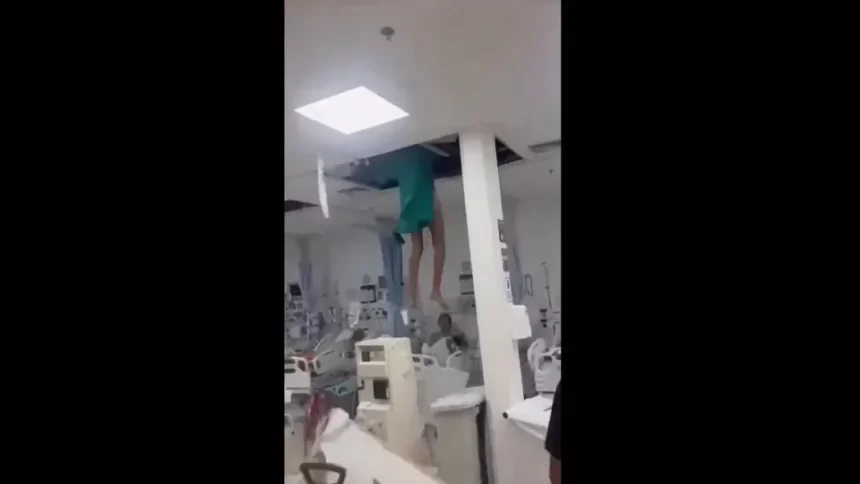 Paciente tenta fugir pelo teto de hospital e despenca em enfermaria no RJ